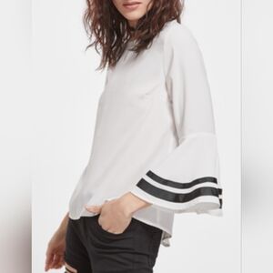 Elegant White Blouse with Black Accents